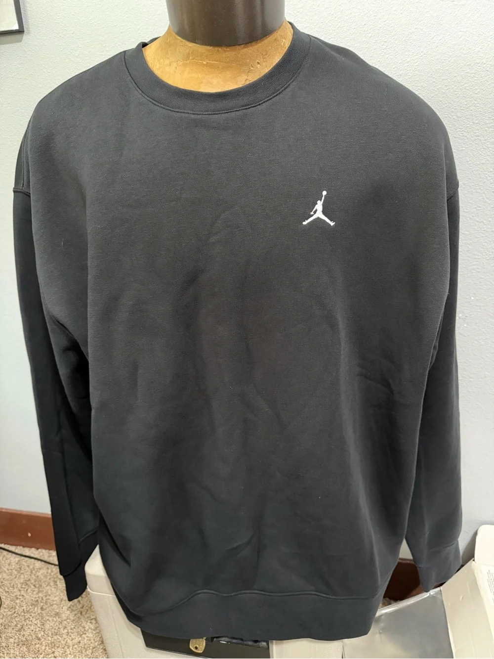 Jordan Black Crewneck with White Jumpman Chest Logo Mens XXL NWT